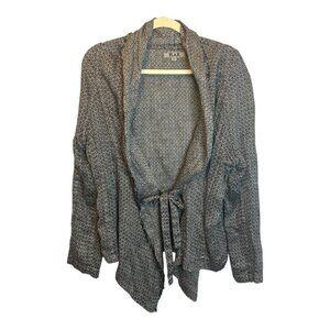 Flax Cardigan Women's Size Small Linen Black White‎